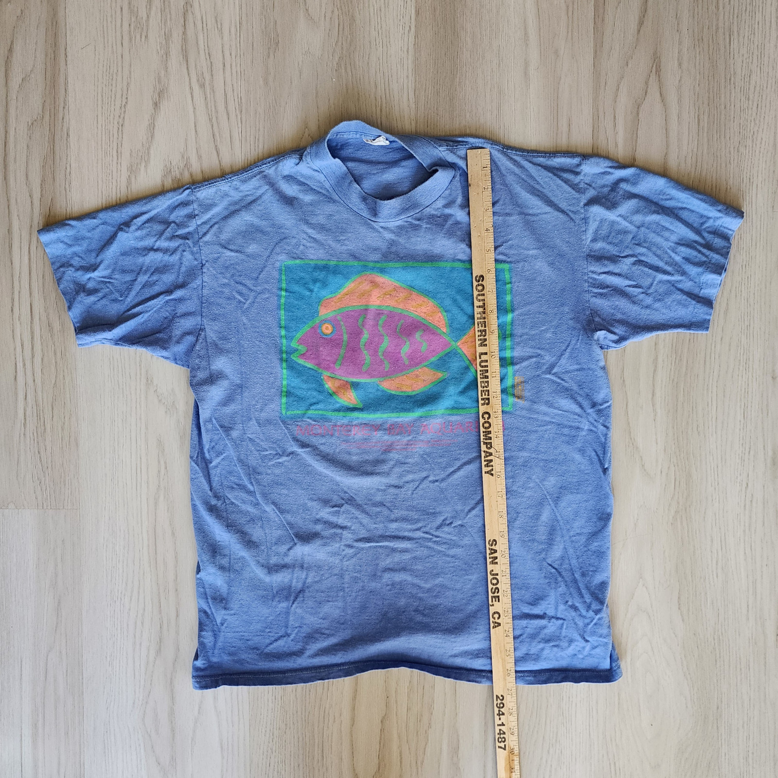 Vtg Monterey Bay Aquarium Tropical Fish T-shirt Purple Neon Retro Tee Sea Life gallery
