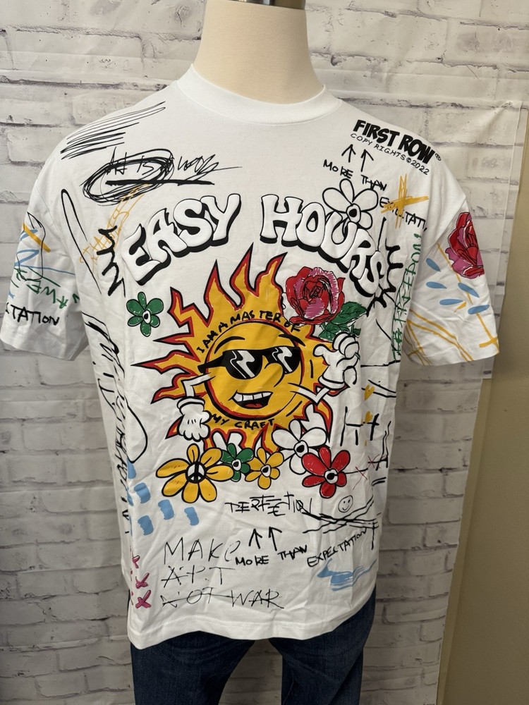First Row Lemonade T Shirt All Over Graphic Size Large White Art Rare New