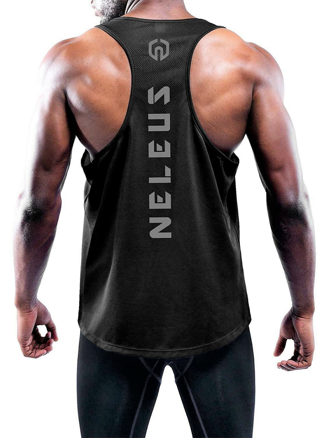 NELEUS 'Dry Fit Logo Muscle' Mesh Tank Top Men's S Gym Workout Exercise Blk NEW! gallery