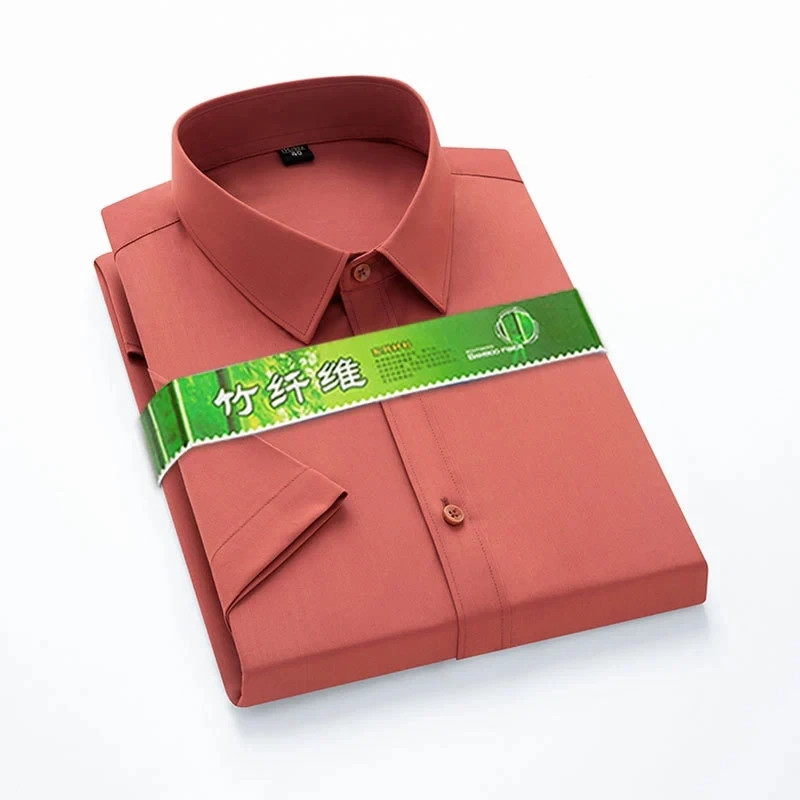 Bamboo Fiber Stretch Men Shirt Fashion Casual Business Short-Sleeved Top Anti-Wr gallery