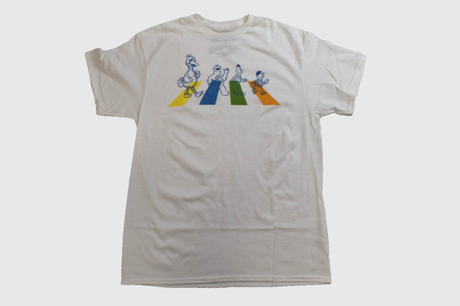 Sesame Street Mens Sesame Team Abbey Road Cross Spoof White Shirt NWT S-XL gallery