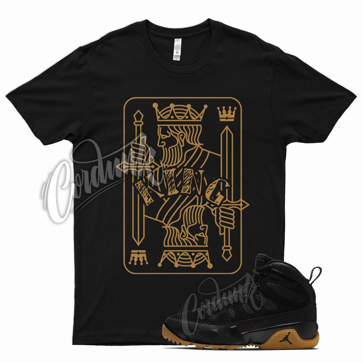 Black KING T Shirt for Air J1 9 Boot NRG Light Gum Tan Natural Brown Nine gallery