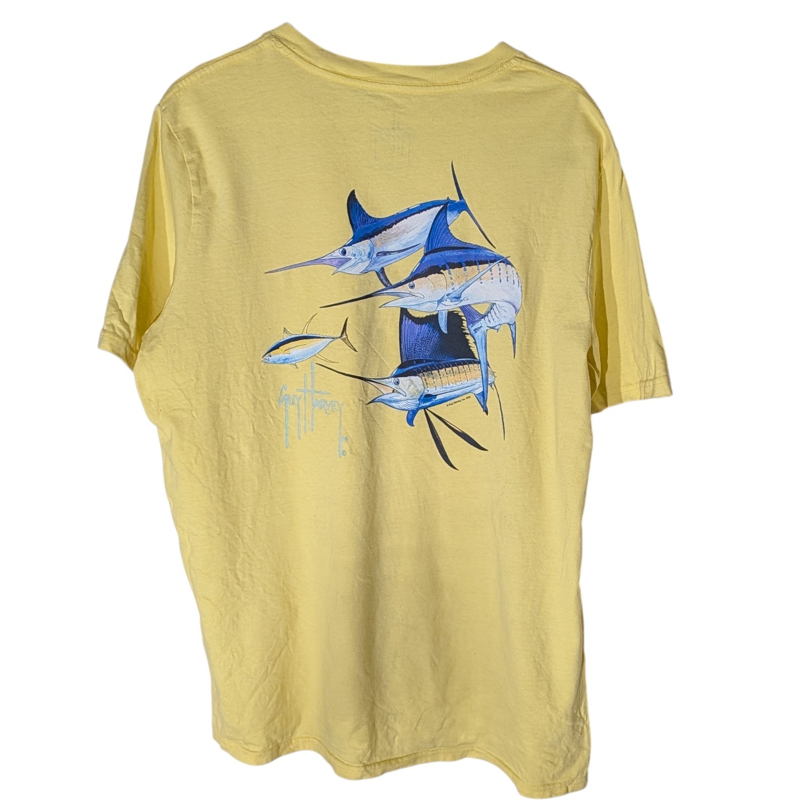 Guy Harvey Tee Shirt Yellow Nautical Fish Beach Life Pocket Tee Mens Large gallery