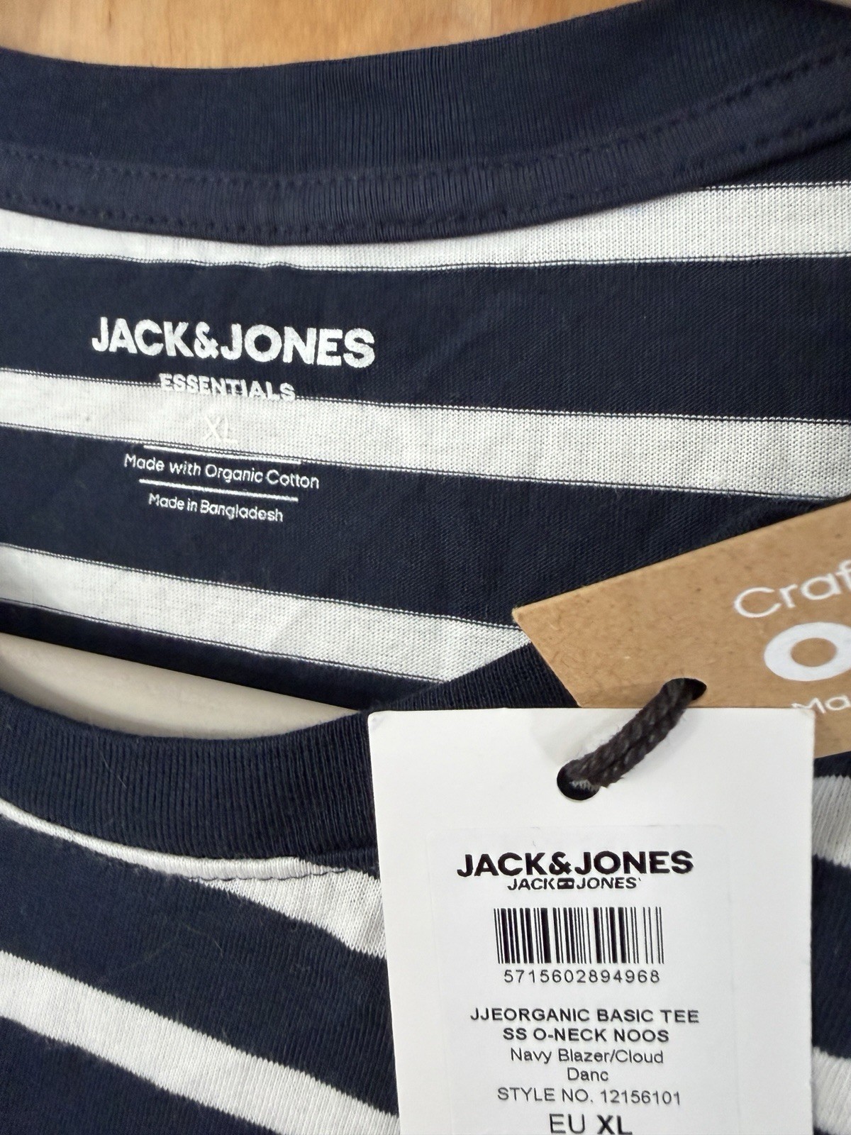 Jack & Jones Men's Jjeorganic Basic Short Sleeve Striped T Shirt Tee Size XL NWT gallery