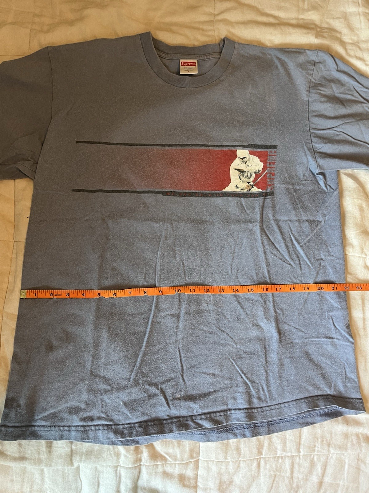 Supreme We’re Back Ninja Shirt USA Made Light Blue Size L gallery