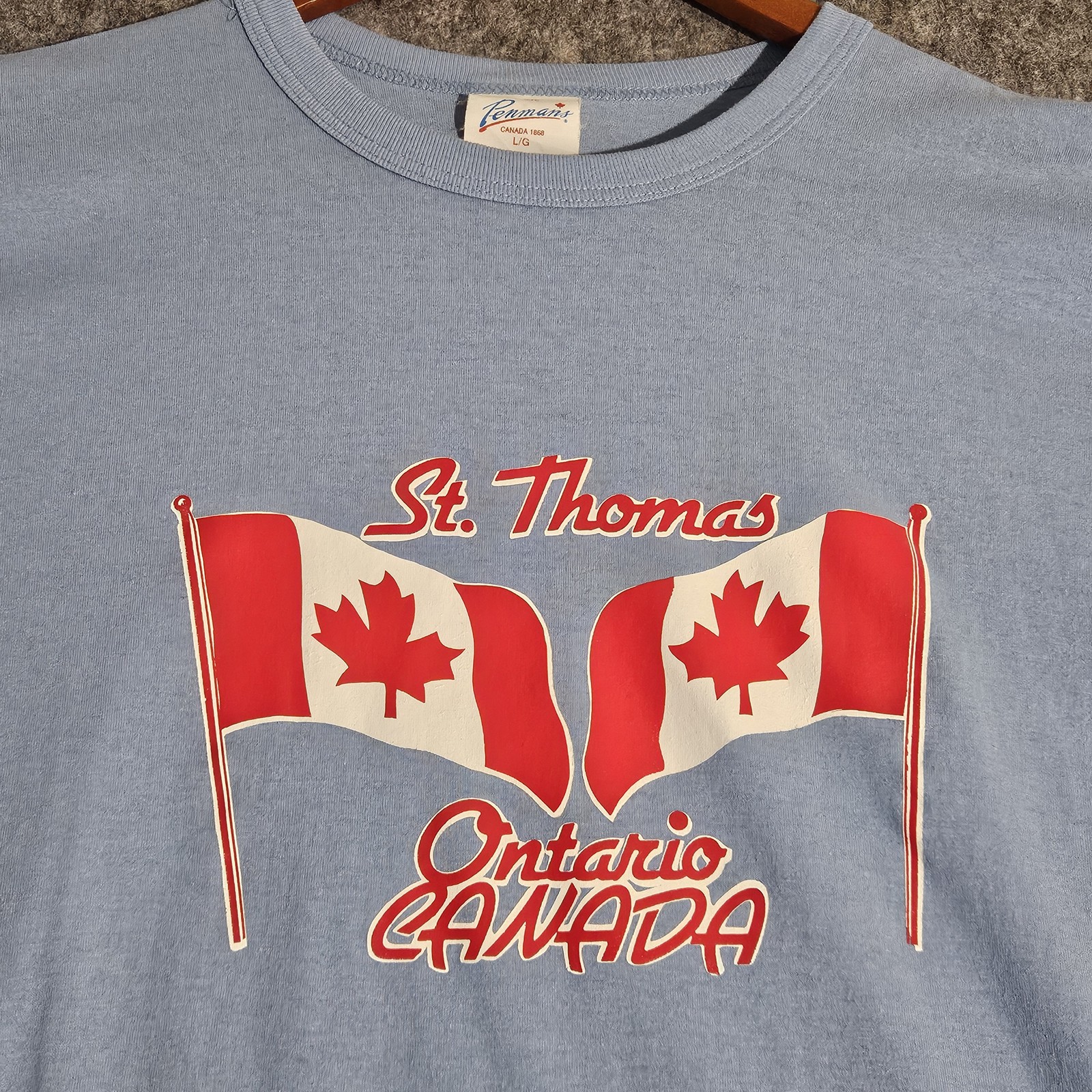 Vintage Penmans Shirt Mens Large St Thomas Ontario Canada Maple Leaf 80s Tee gallery