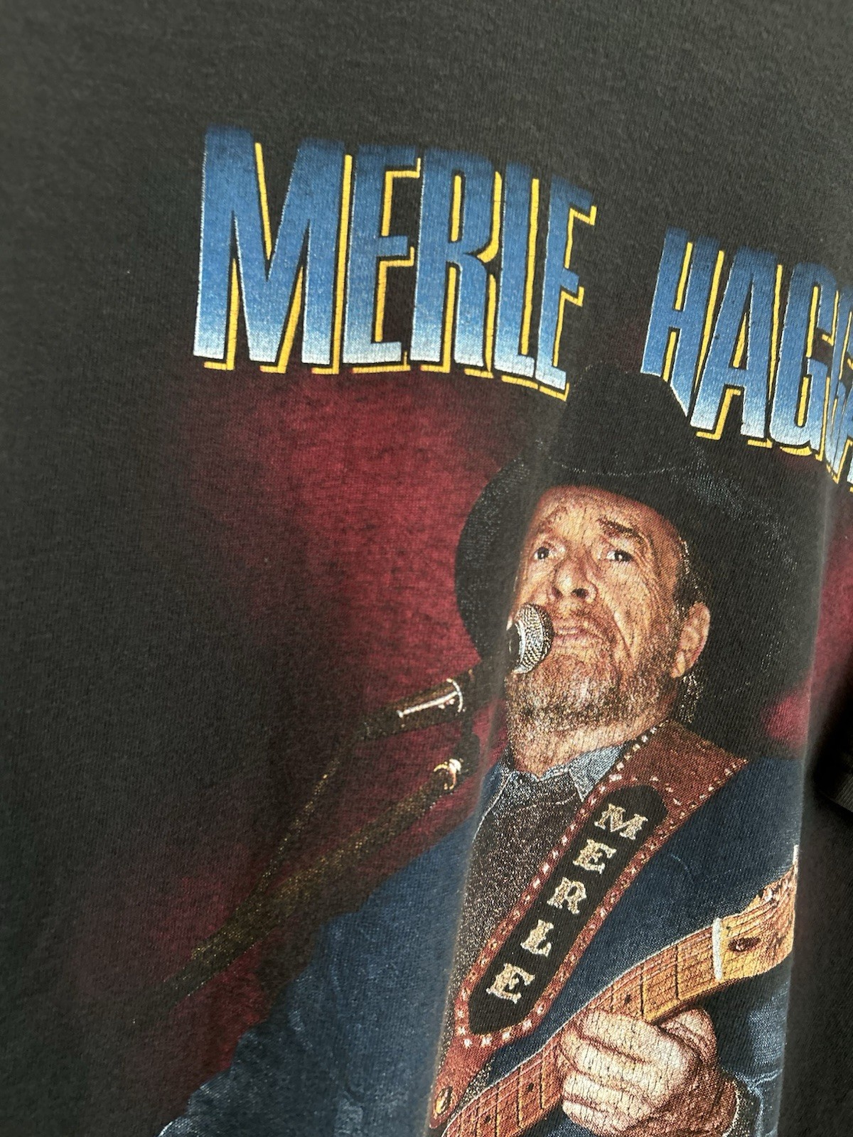 Vintage 1998 Thrashed Merle Haggard Shirt Tee XL Rare Country Tour Telecaster gallery
