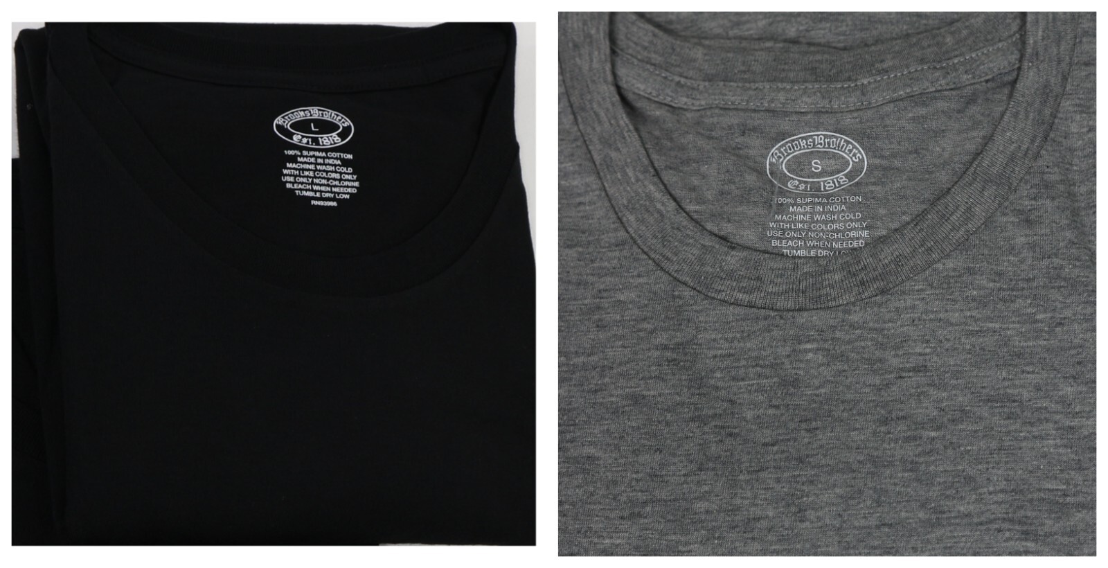 Brooks Brothers 1818 Men's Crewneck Cotton Undershirt Black w/ logo 3pcs/Pack gallery