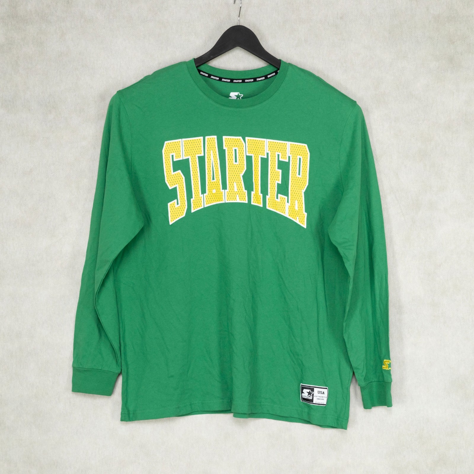 Starter Men Logo Long Sleeve Shirt Green Size XXL