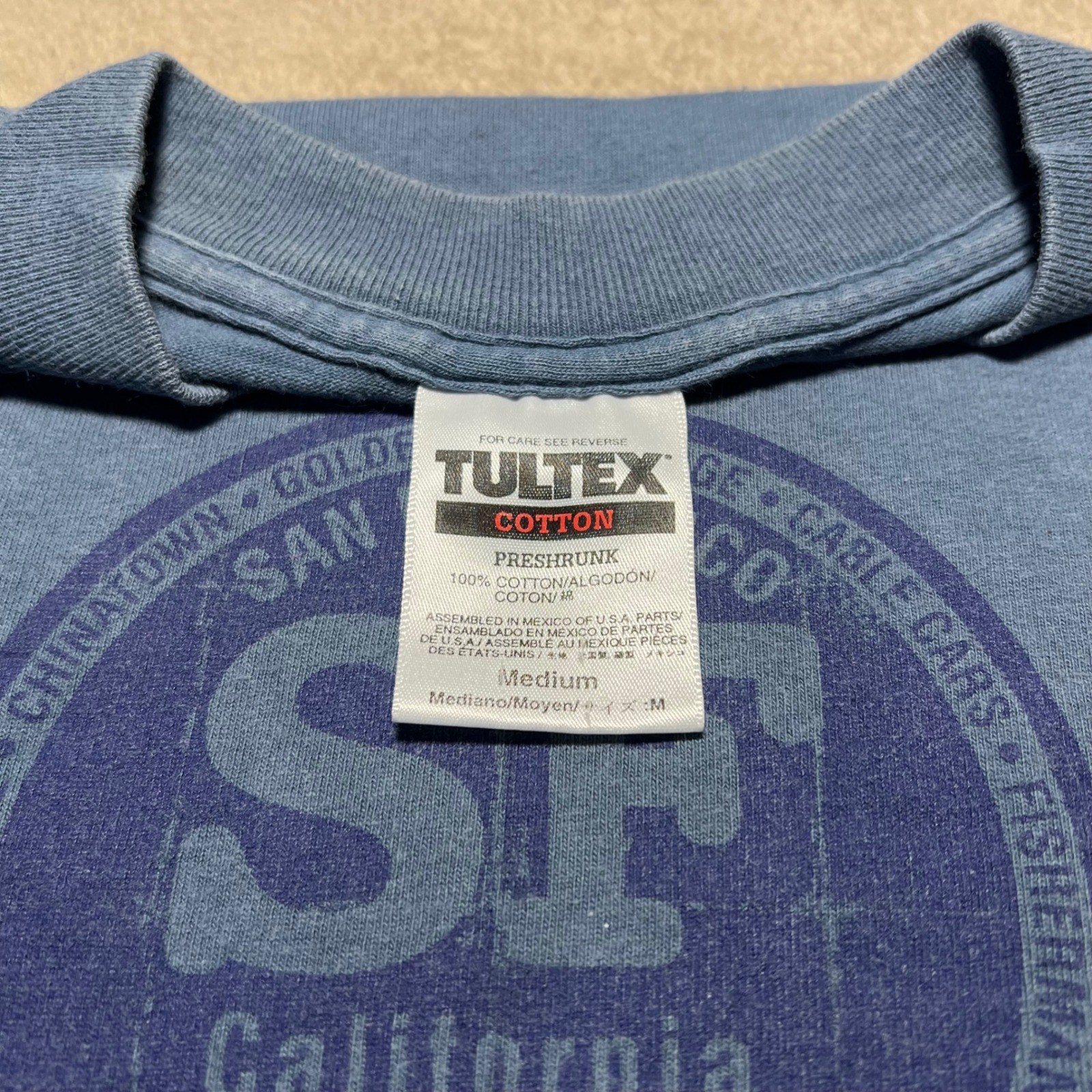 Vintage Tultex San Francisco SF California T Shirt Mens Medium Blue Gray Y2K gallery
