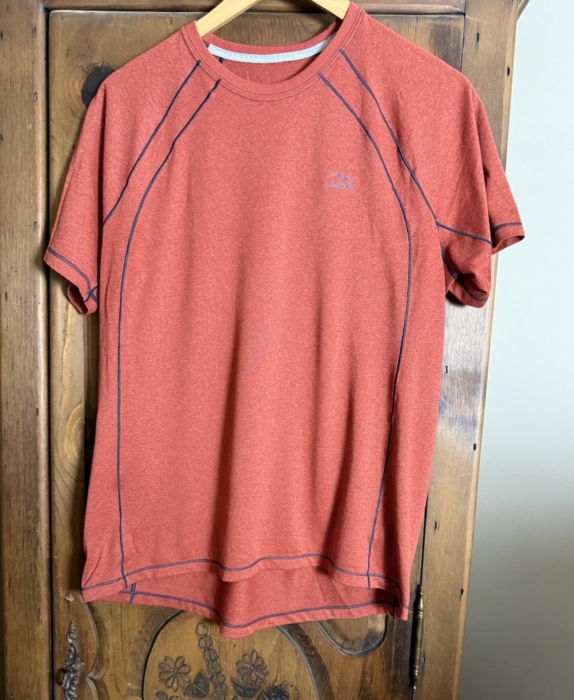 L.L. Bean Men’s M Rust Swift River Cooling Sun Shirt Short Sleeve Slightly Fit