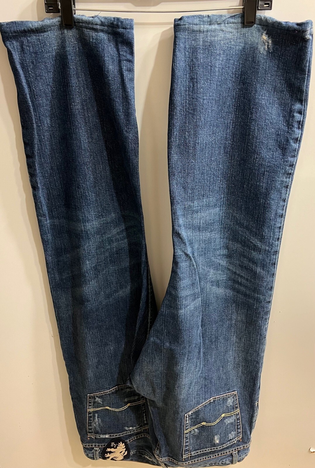 American Eagle Men Denim Jeans Boot Cut Blue 100% Cotton 36 X 31 Distressed gallery