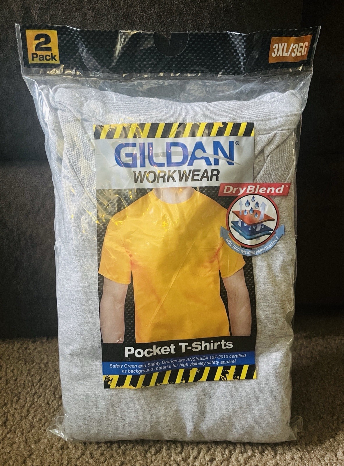 Gildan Workwear Pocket Tee Shirts Dry Blend New Gray 2 pk 3XL