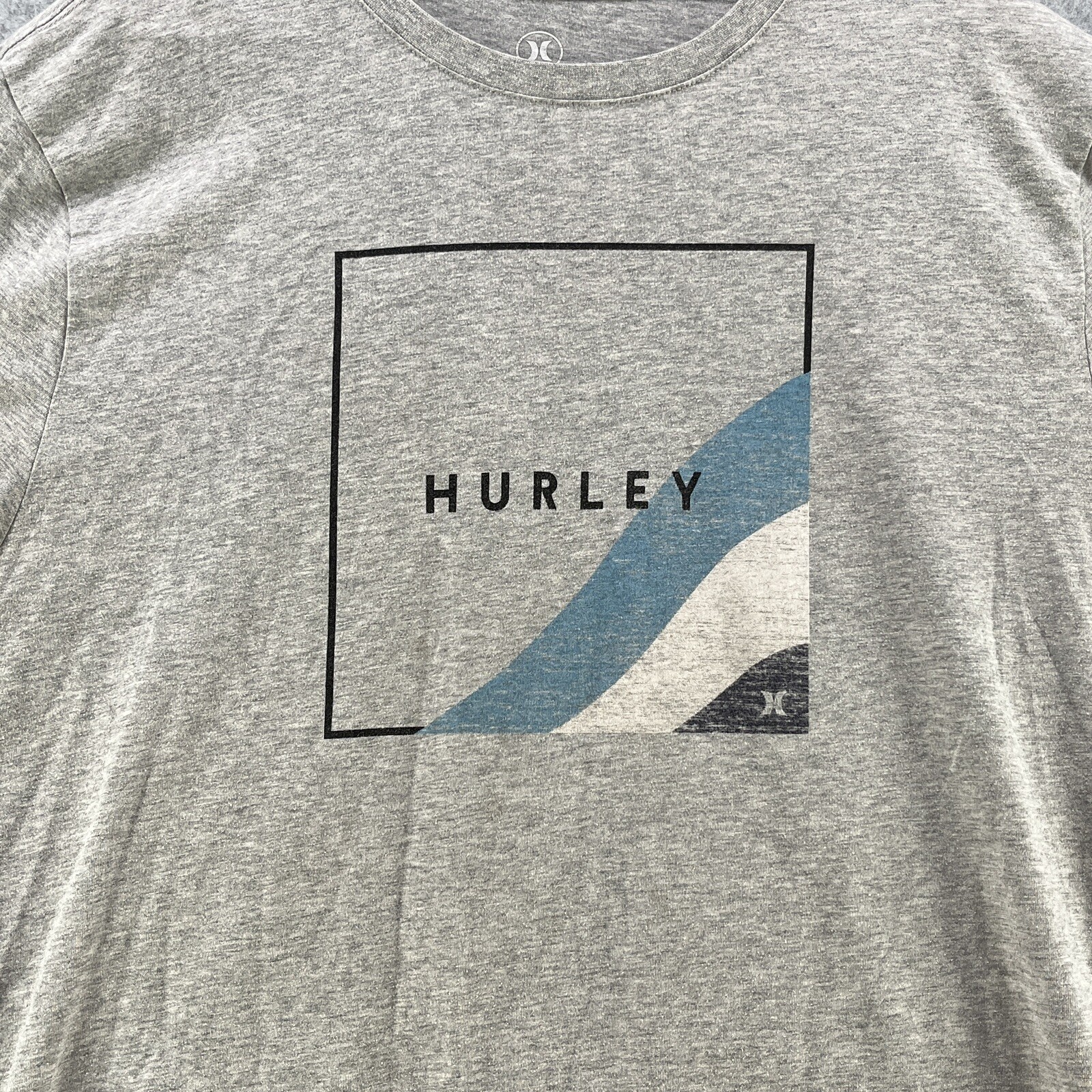 Hurley Mens T-Shirt Large L Graphic Logo Short Sleeve Gray Blended Fabric Camisa gallery