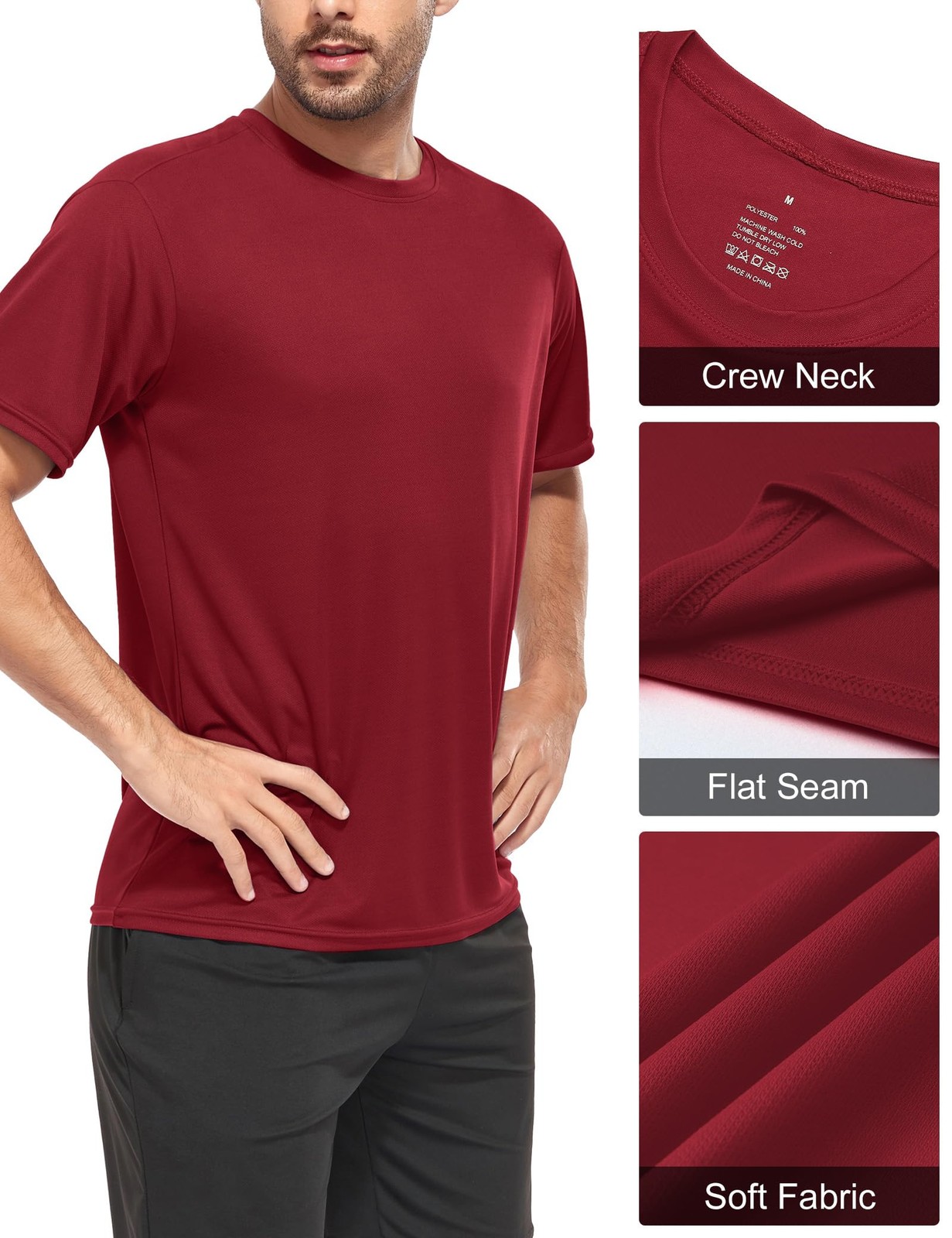 Men's DryFit Workout Shirts 5Pack Active Athletic Tees for Gym & Running gallery