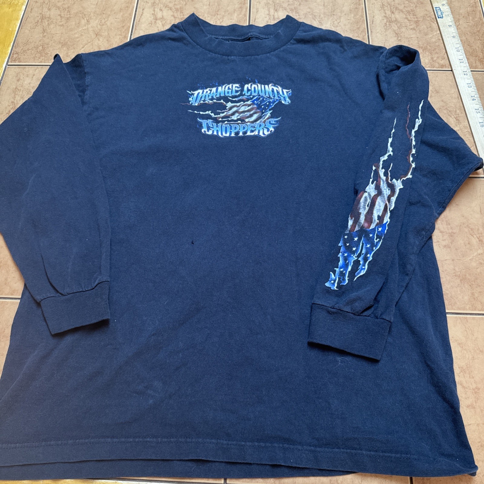 Vintage Orange County Choppers Shirt Mens Sz Medium Black Y2K Biker Long Sleeve