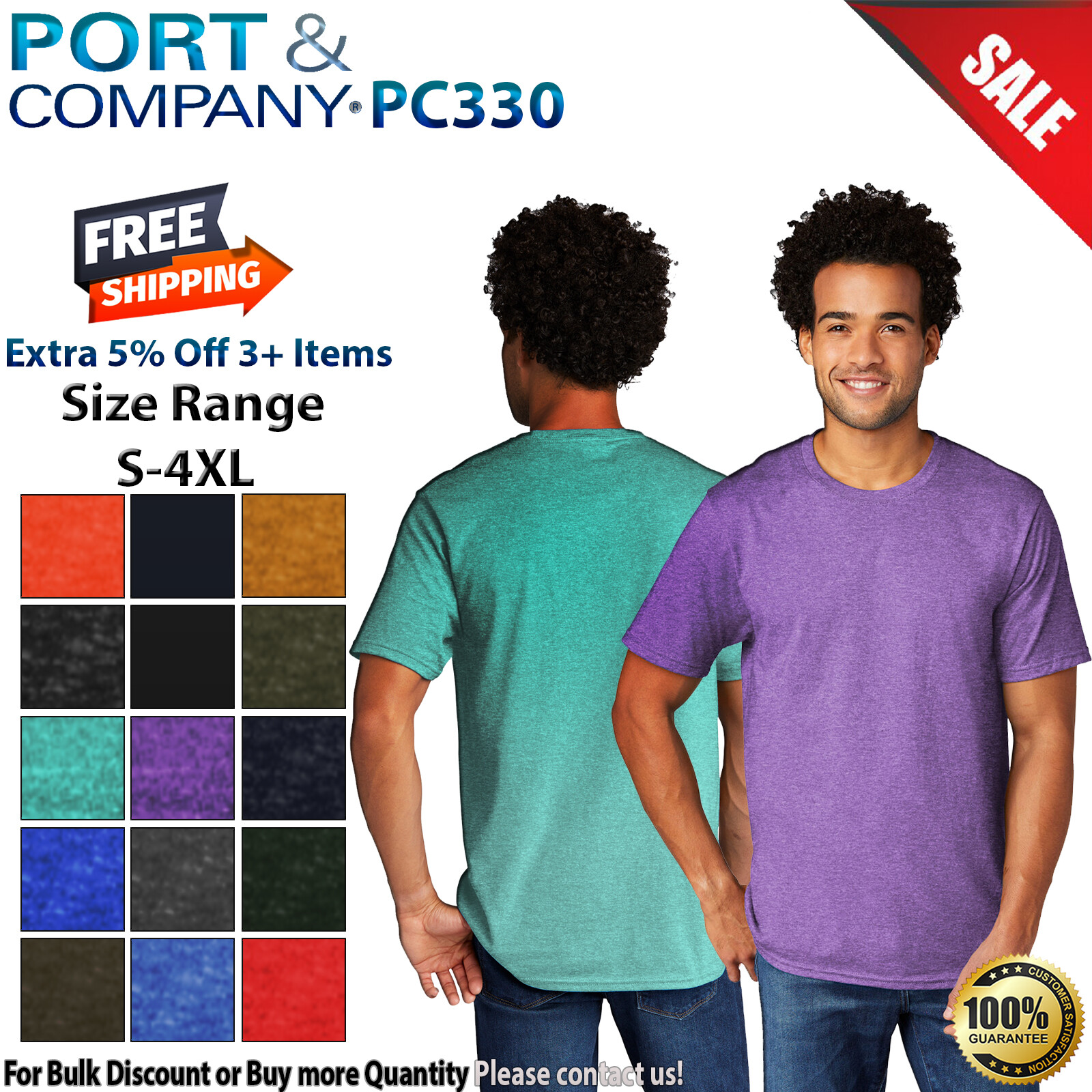 Port & Company PC330 Mens Short Sleeve Tri Blend Crew Neck Stylish T-Shirt gallery