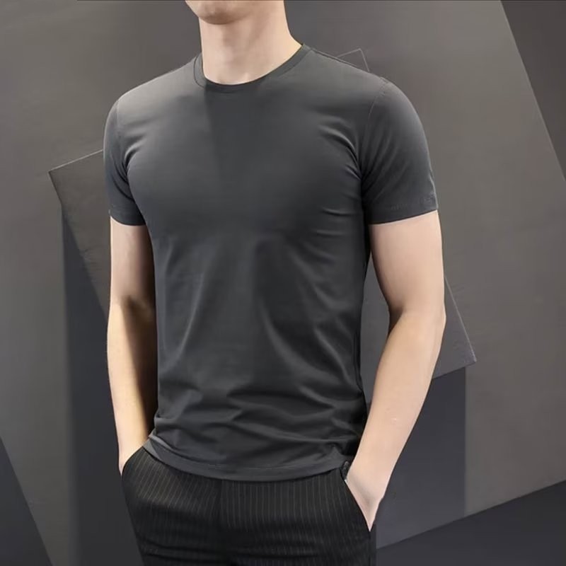 Universal Men's Polyester Fiber Plain Crew Neck Tee Short Sleeves T-Shirt M-5XL gallery