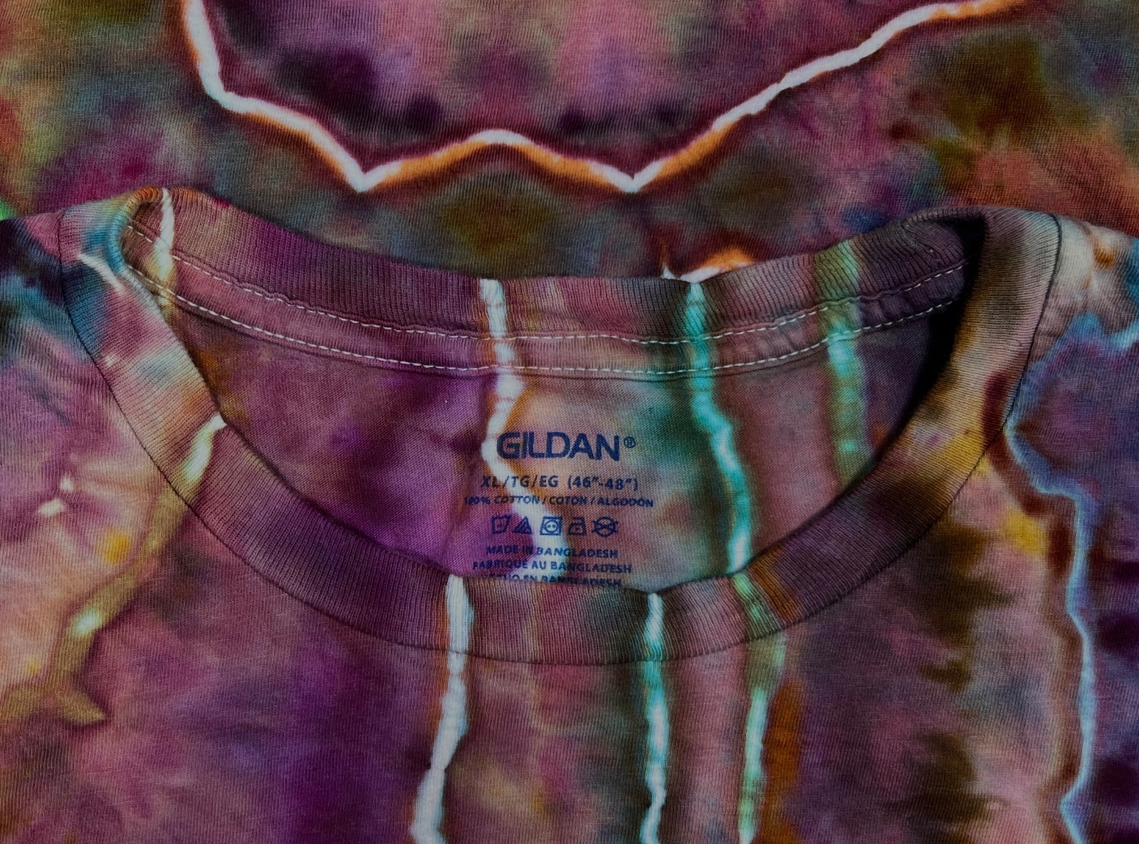 Handmade Ice Tie Dye T-Shirt XL Mens Womens Soft Cotton Blue Violet Geode gallery