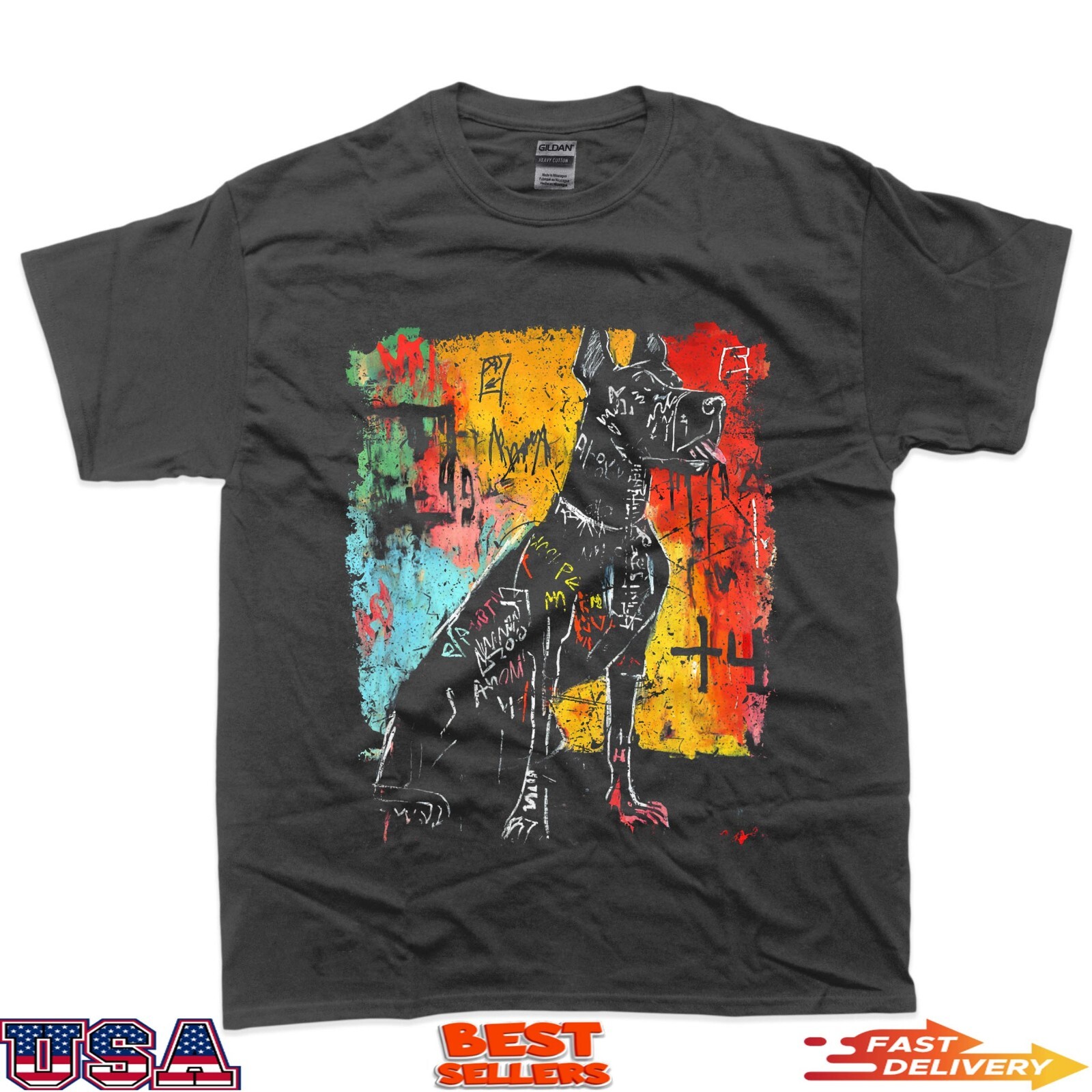 Pop Art Style Dog 90s Men's Graffiti T-Shirt gallery