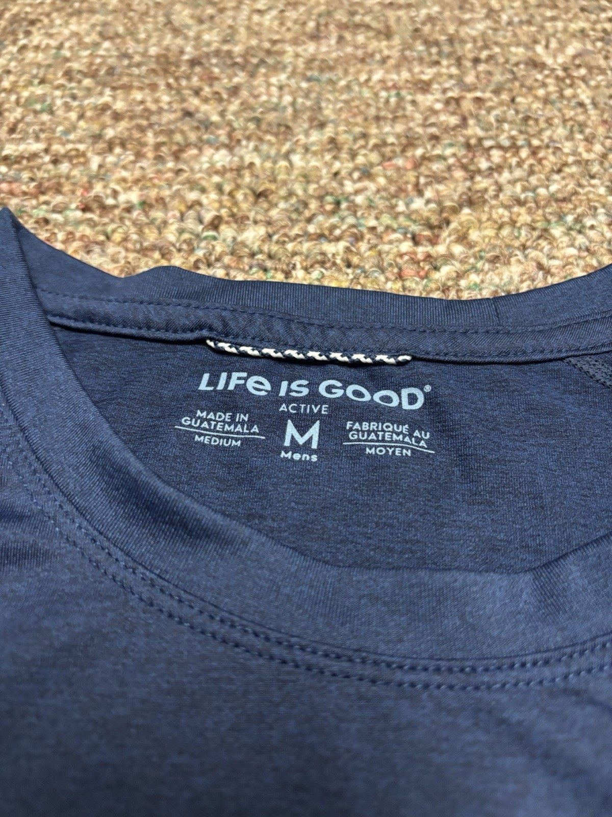 Life is Good Active Gym Running Activewear T Shirt Blue Mens Medium Stretch gallery