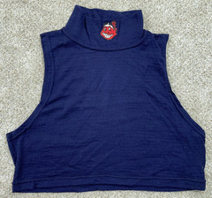 VTG Rawlings Mock Neck Crop Sleeveless Shirt Mens Medium Blue Indians Wahoo 80’s