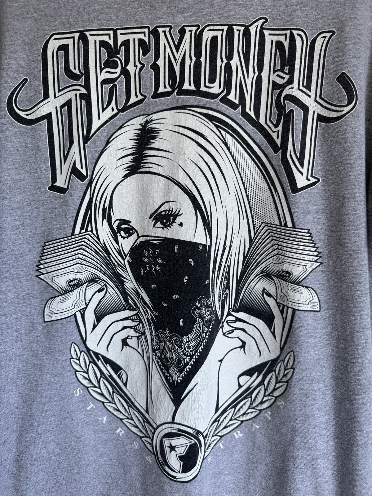 Y2k Famous Stars & Straps “Get Money” T-Shirt SZ Lg gallery