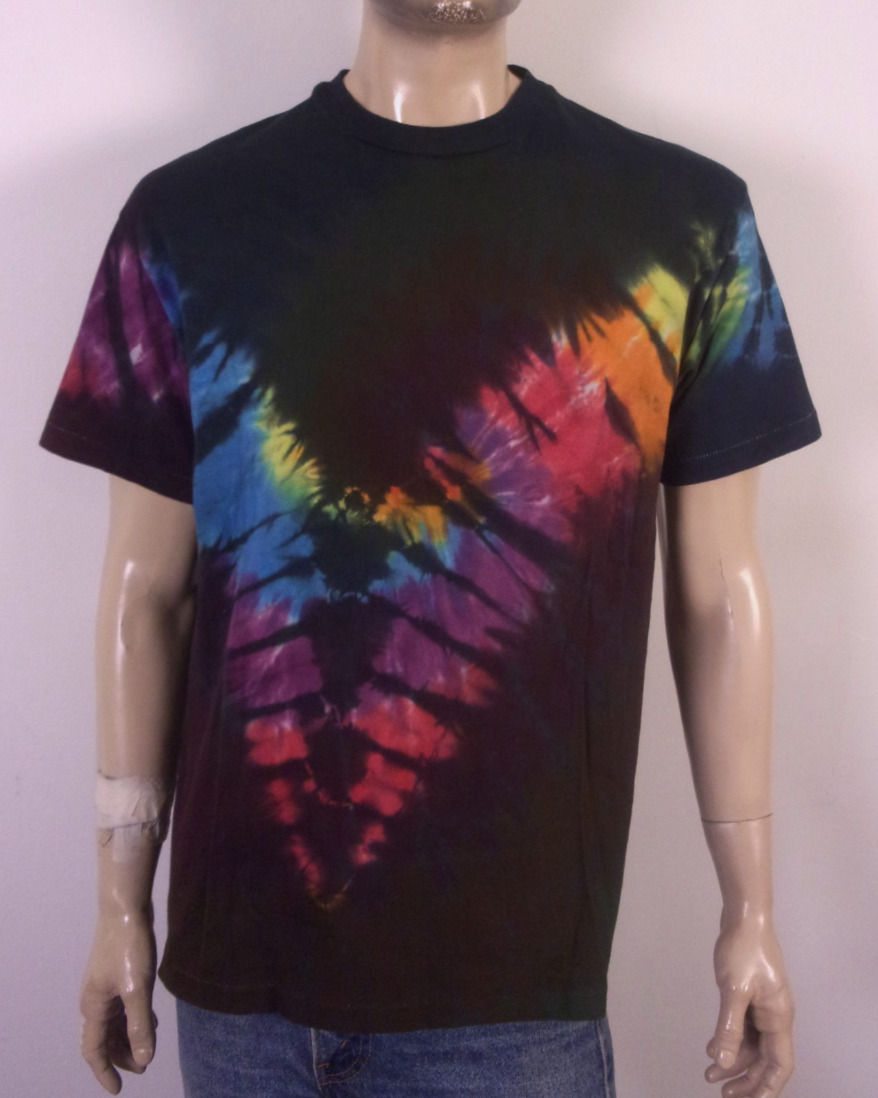 vintage 70s 80s single stitch Chevron Tie Dye T-Shirt soft thin Jam Band SZ L