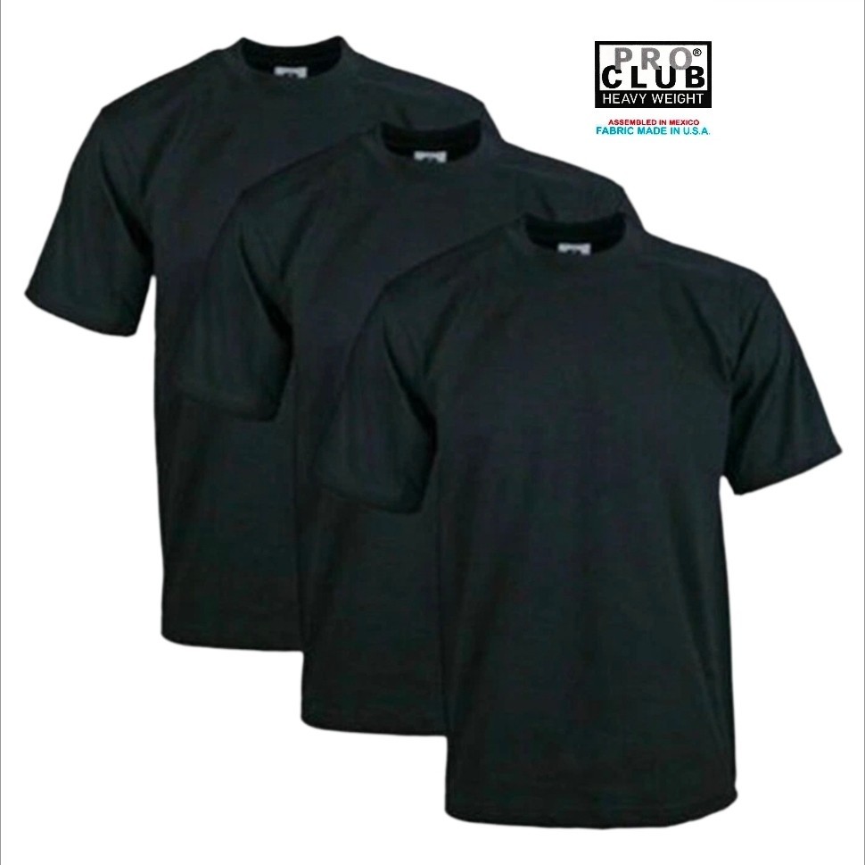 3 PACK PRO CLUB MENS HEAVYWEIGHT TEE SHIRT PLAIN SHORTH SLEEVE PROCLUB M - L gallery