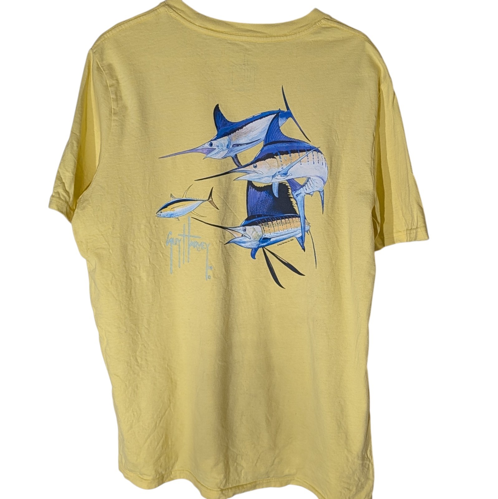 Guy Harvey Tee Shirt Yellow Nautical Fish Beach Life Pocket Tee Mens Large gallery