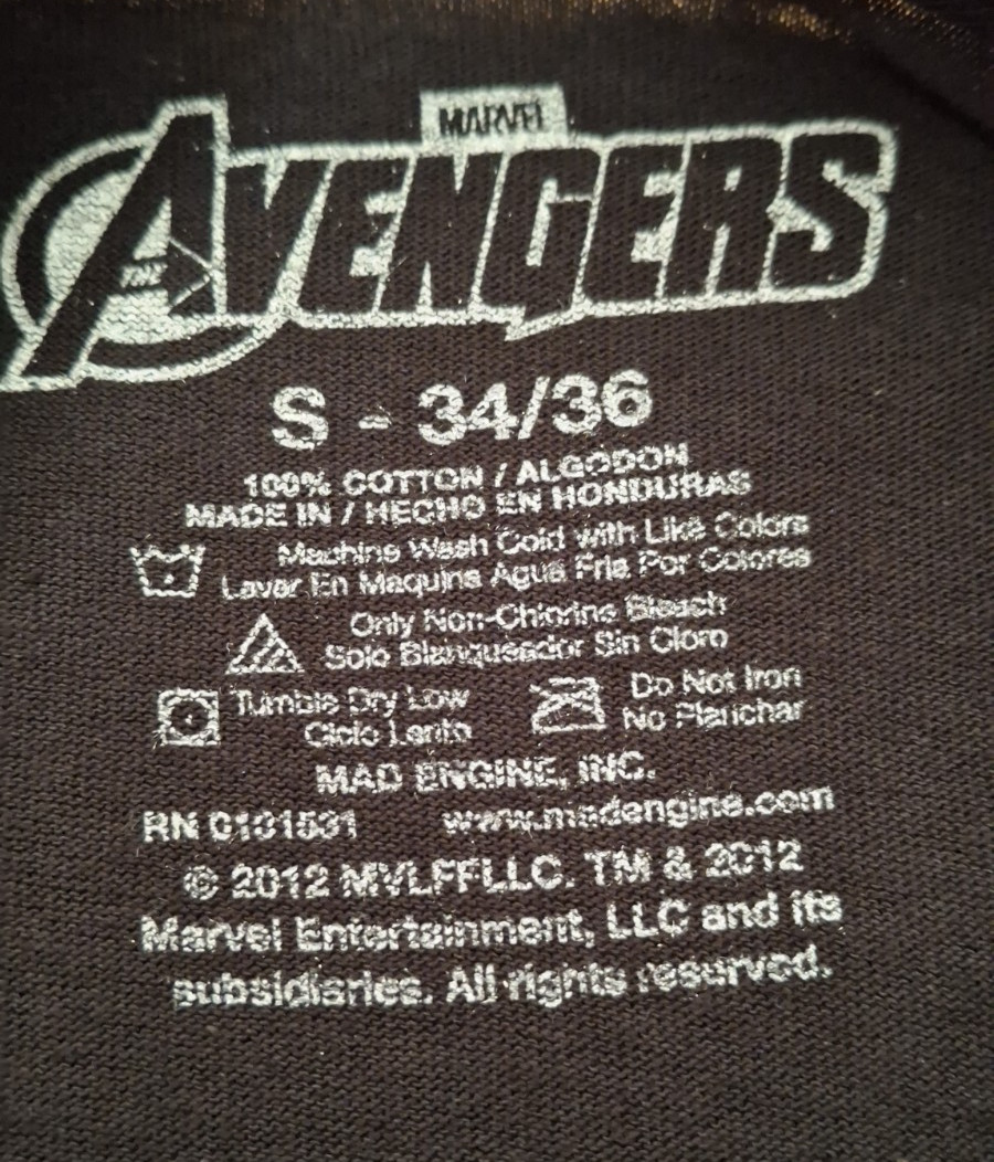 New Glow in Dark Captain America Avengers Black T-Shirt Men's Small 34/36 gallery