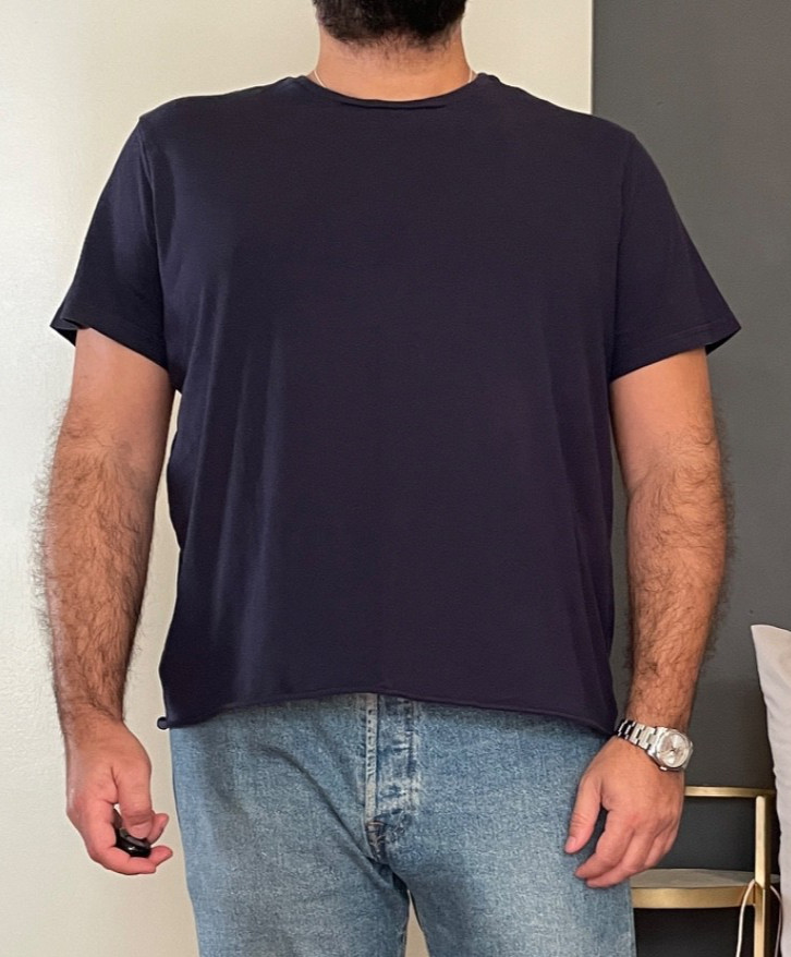 Goodfellow & Co Standard Navy Blue Size XL Cropped Cut Off Crewneck T-Shirt gallery