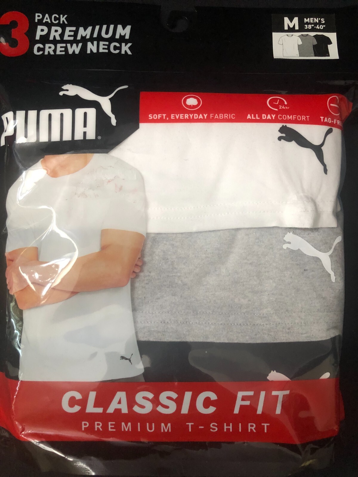 PUMA 3pack ClassicFit Premium CrewNeck Shirt(M,L,XL)Up to25%off,white,gray,black gallery