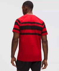 lululemon Metal Vent Tech Short Sleeve League Stripe Red Black Men’s M LM3GDSS