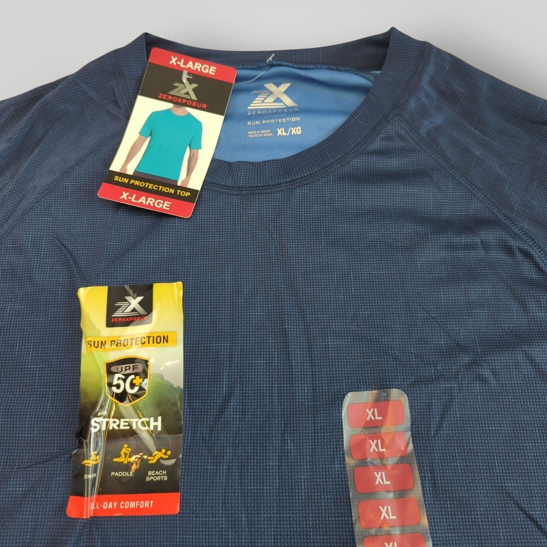 NWT 50 UPF ZeroXposur Men’s XL Navy Blue Sun Protection Short Sleeve T-Shirt gallery