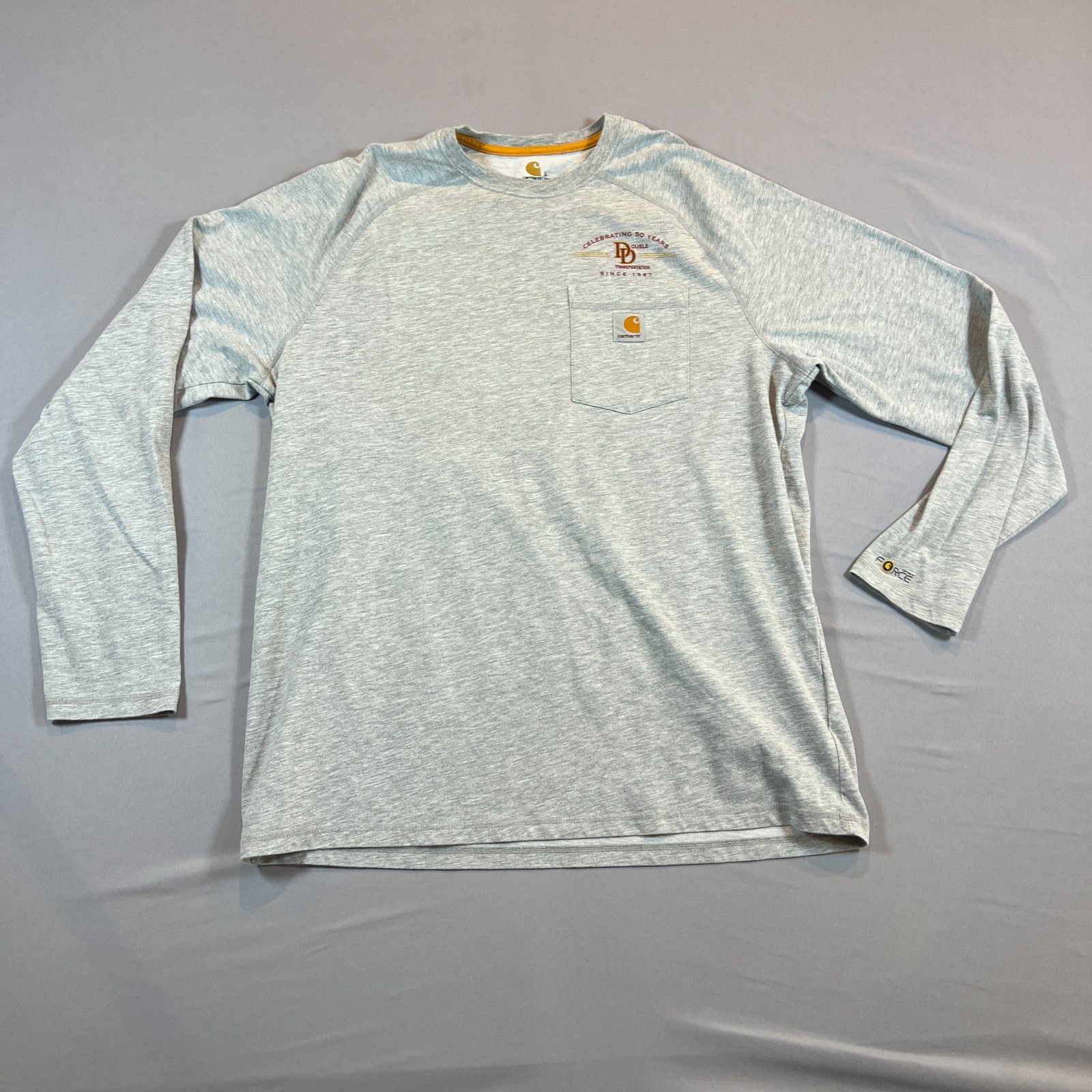 Carhartt Force T Shirt Mens Large Heathered Gray Relaxed Fit Delmont Long Sleeve