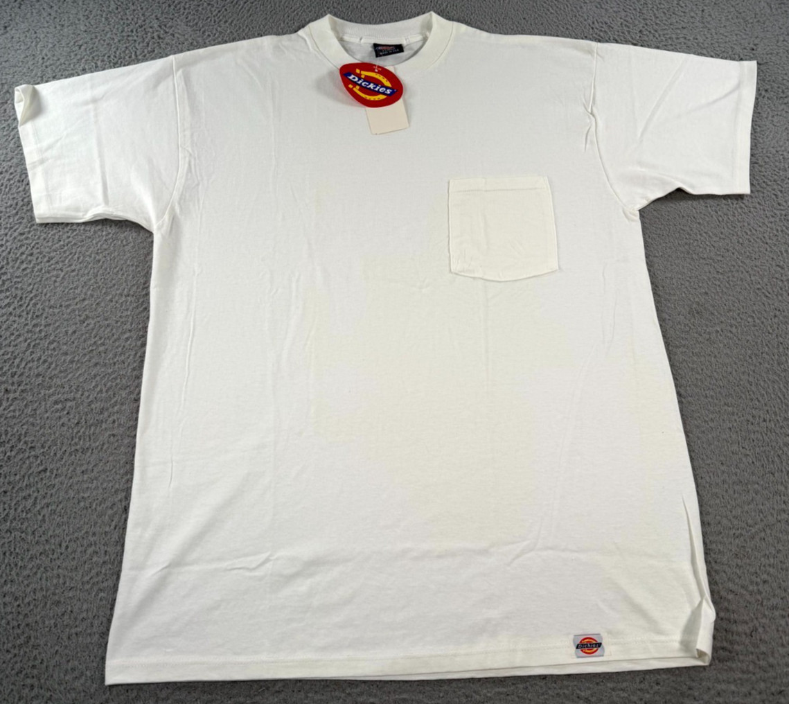 Vintage Dickies Shirt Men's XL White Cotton Utility Pocket Tee USA Deadstock NWT gallery
