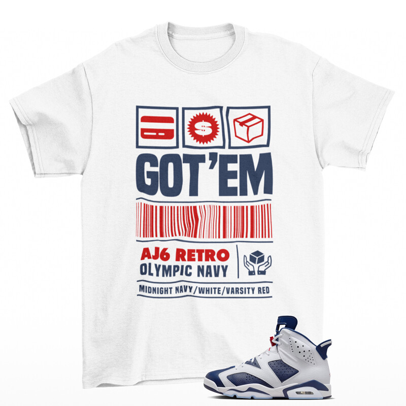 Copped Sneaker Shirt White to Match Jordan 6 Retro Olympic CT8529-164