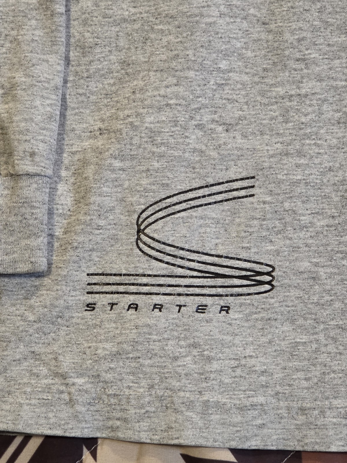 Vtg 90s Starter Logo Print Long Sleeve T Shirt Double Sided Gray Mens Size Large gallery