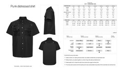 Punk Rave Men Gothic Punk Mesh Short Sleeve Button-Up Shirt With Faux Leather