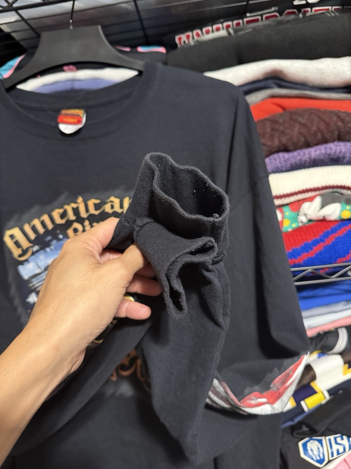 American By Birth Biker By Choice Long Sleeve T-Shirt Black Mens 3XL USA Eagle gallery