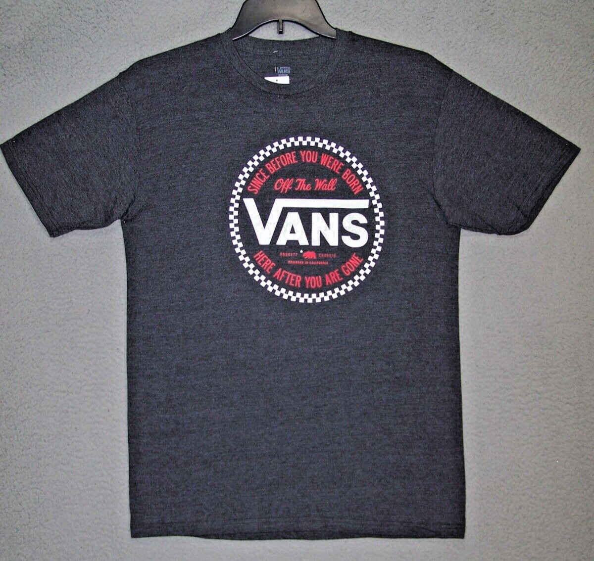 VANS Shirt Adult Medium Gray Graphic Big Logo Short Sleeve Classic Outdoor Mens gallery