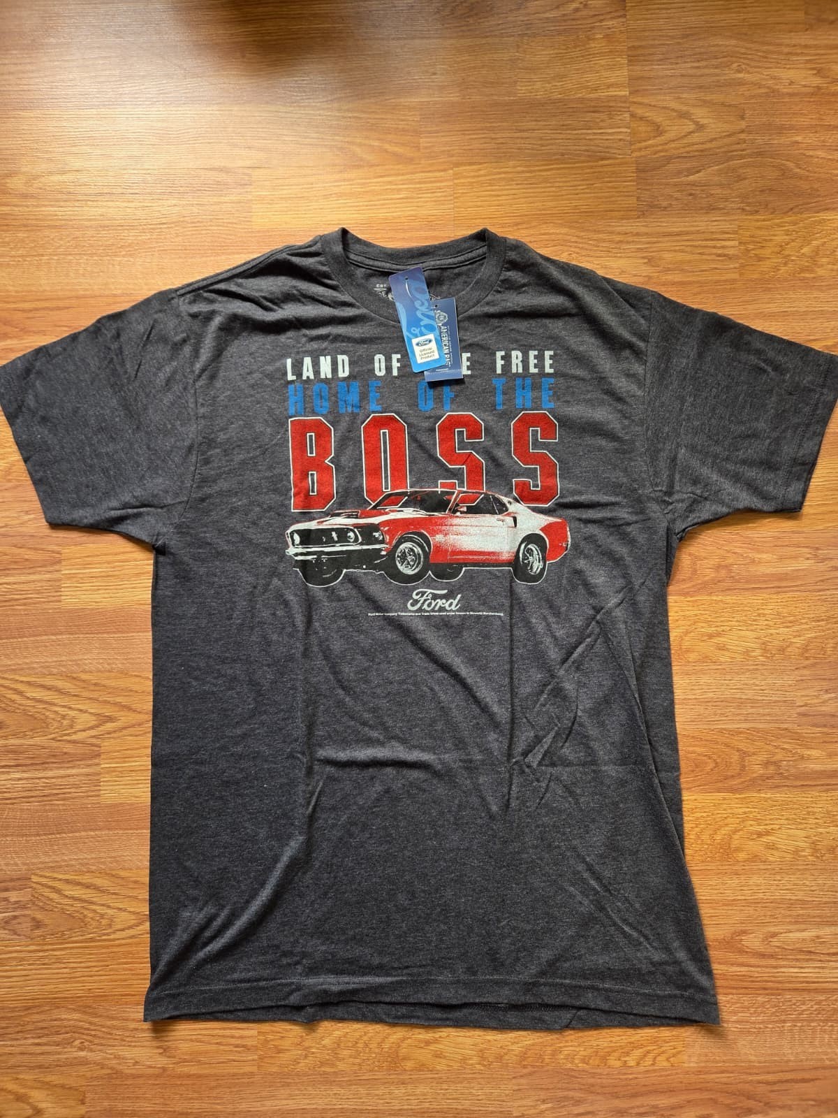 Ford Men's Tshirt 'Land Of The Free Home Of The Boss L NWT Classic Cars American gallery