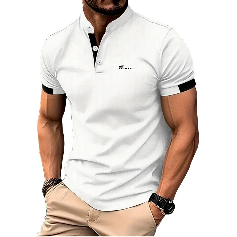 Spring Summer Men Casual Short Sleeve Stand Collar Polo T Shirt Men Sport Golf P gallery
