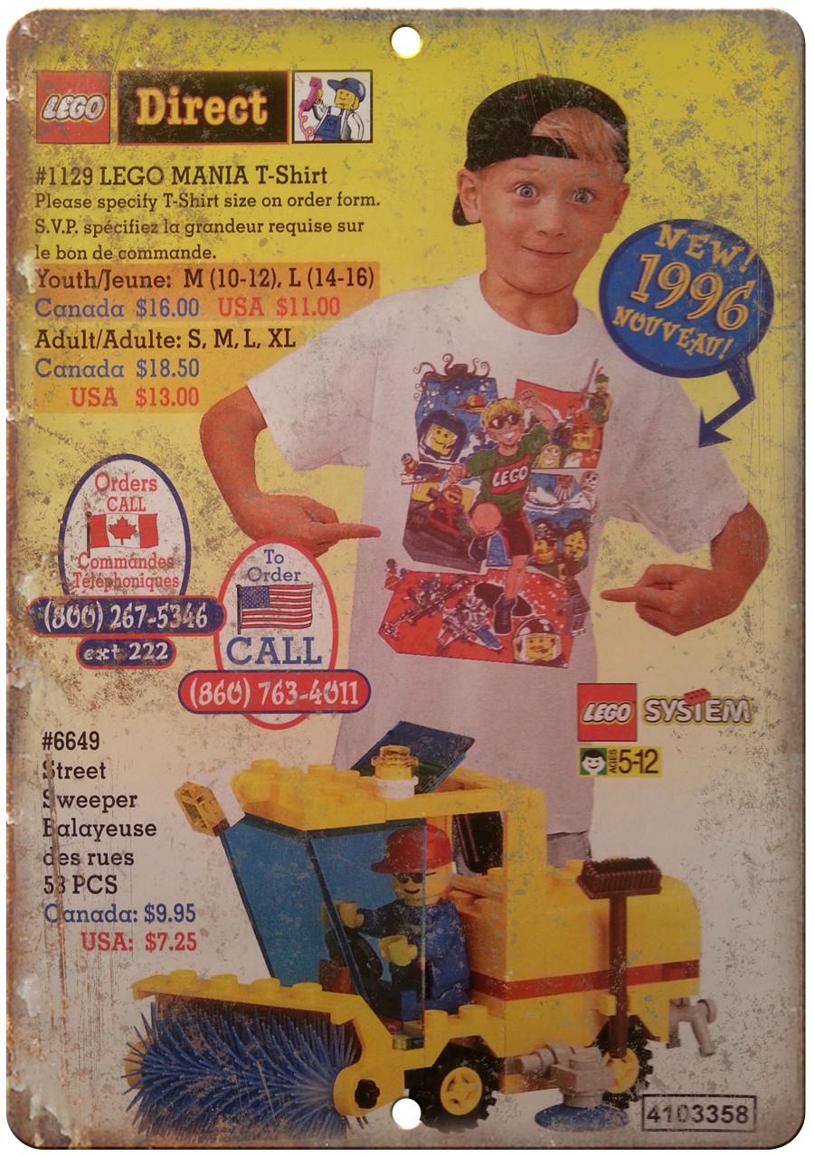 Lego Direct Lego Mania T-Shirt Vintage Ad 12″x9″ Reproduction Metal Sign ZD21