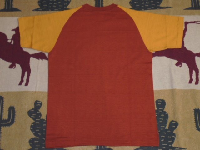 Rich Wearhouse 4077 RICH H.S. Crew Red Gold L Short Sleeve Raglan Japan gallery