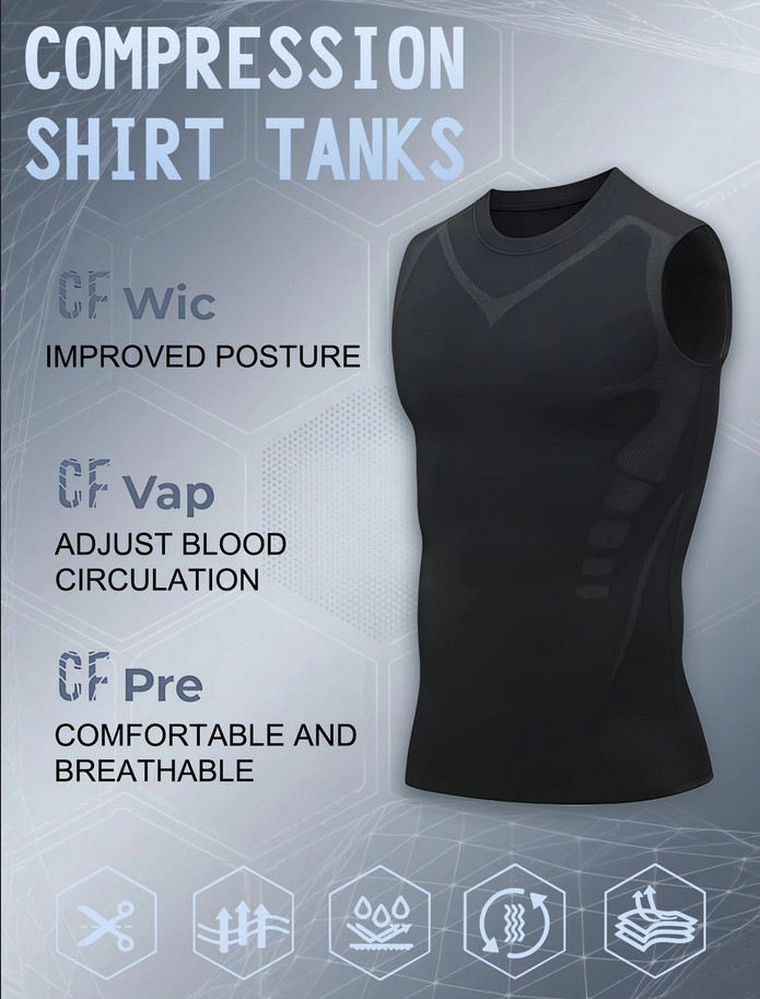 Men Compression Tank Top Workout Shirt Male Slimmer Body Shaper Vest Running Gym gallery