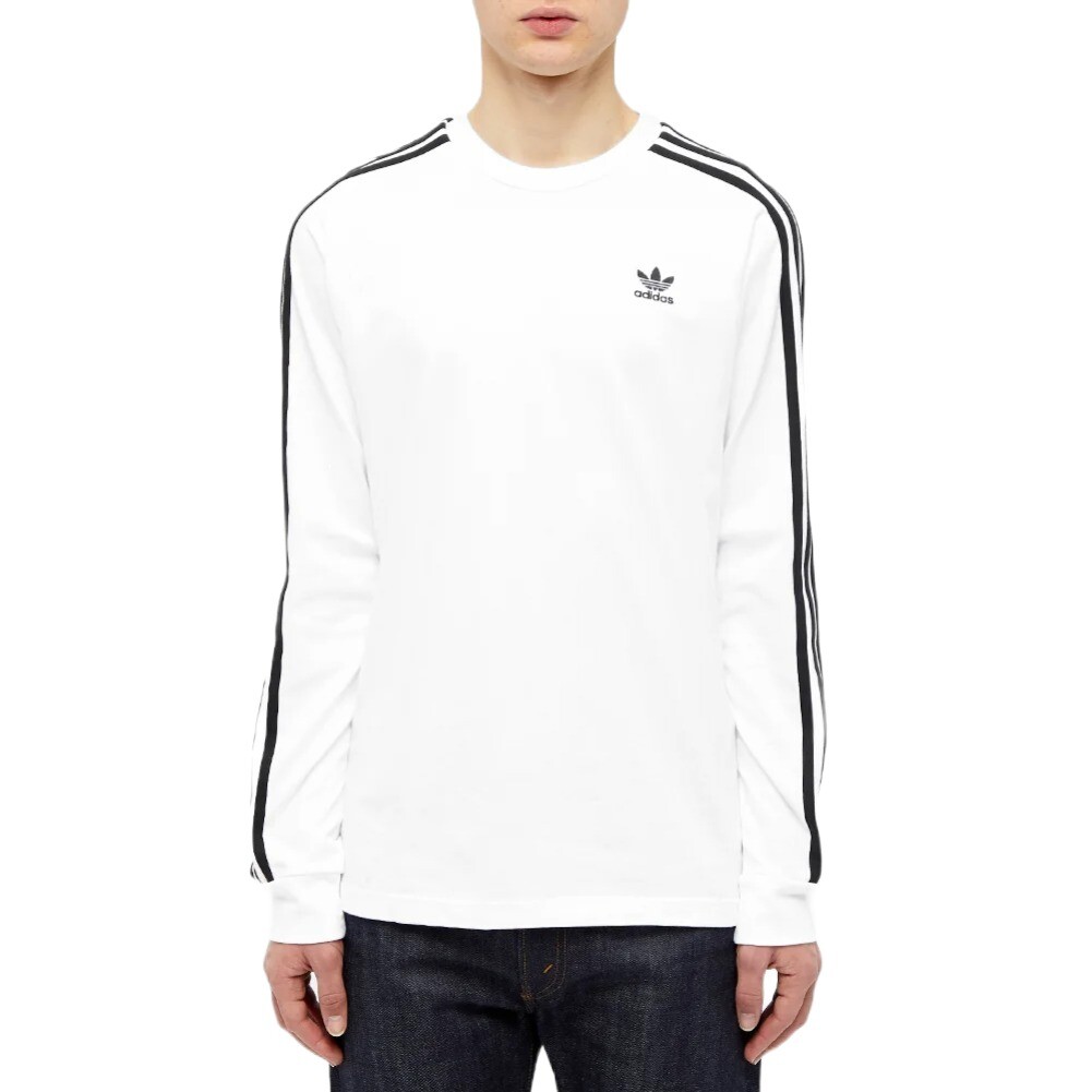 Adidas Men's Long Sleeve Shirt 3-Stripe Adicolor Classics Ribbed Crewneck Tee gallery