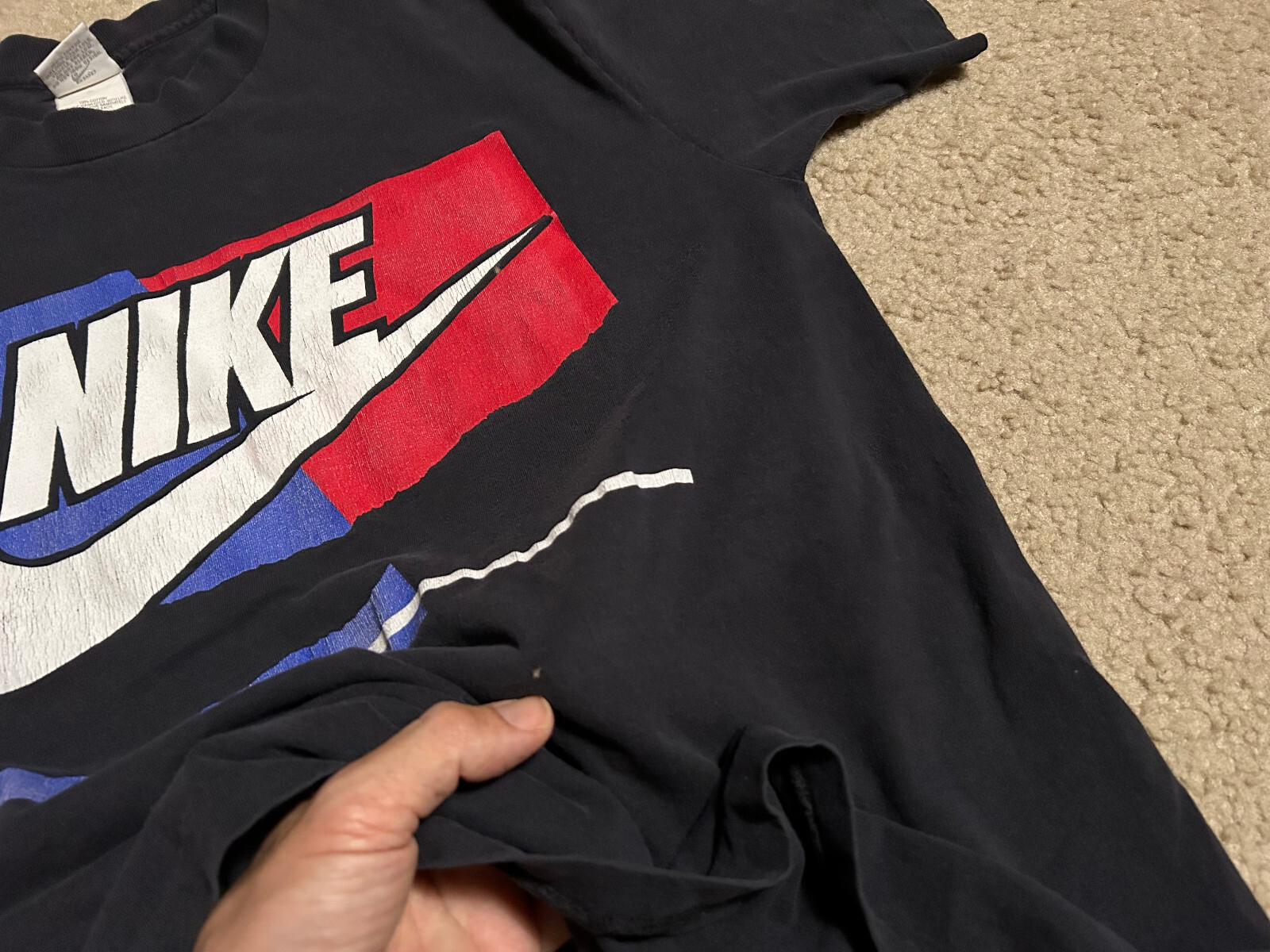 Vintage Nike 80's Color Block Large (fits medium) USA Made Mens T-Shirt gallery
