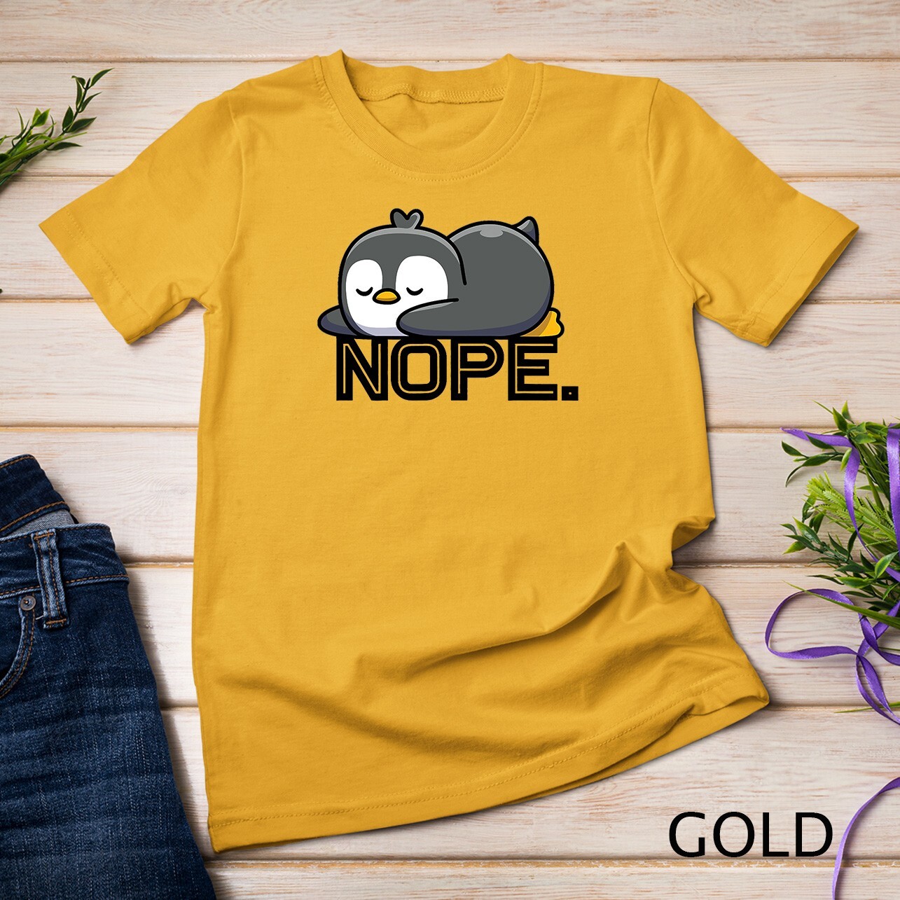 Nope Not Today Lazy Penguin Lazy Animal Lover Cute Gift T-Shirt Unisex T-shirt gallery